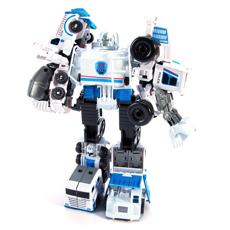 Robot biến hình siêu nhân bộ 5 xe ô tô công trình lắp ráp siêu to khổng lồ cho bé Gôn đồ chơi