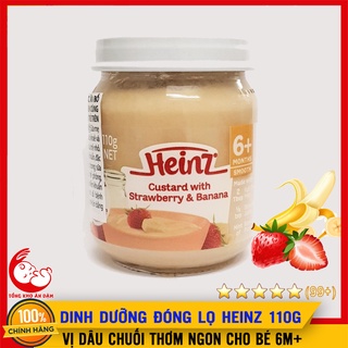 Dinh Dưỡng Đóng Lọ Heinz Vị Dâu Chuối Thơm Ngon Cho Bé 6m+ Date 2022 (110g) - Hoa Quả Nghiền, Trái Cây Nghiền Heinz