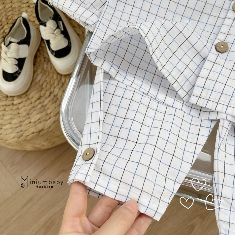 Bộ Pijama kẻ sọc dài tay thu đông cho bé trai/ gái bé gái chất thô cara, quần áo ngủ trẻ em MiniumBaby-SB1319