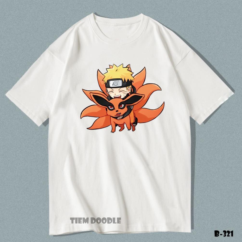 (SALE SỐC) Áo thun in hình Naruto Chibi cưỡi Kurama nhiều mẫu độc chất