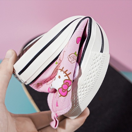 Giày Thể Thao Canvas Họa Tiết Mèo hello kitty Dễ Thương Cho Bé Gái