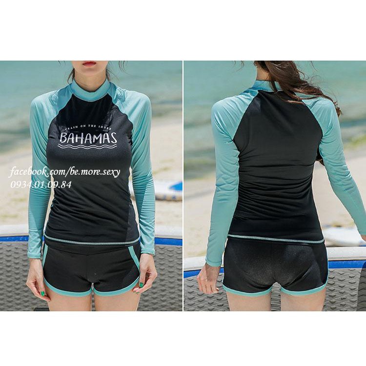 Đồ bơi dài tay Hàn Quốc đen xanh ngọc | BigBuy360 - bigbuy360.vn