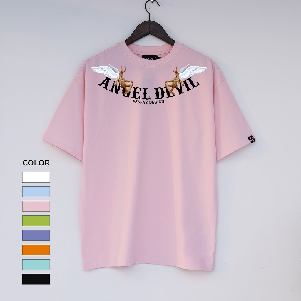 Áo thun ANGEL DEVIL, phong cách unisex form rộng tay ngắn, Lamo store (V46)