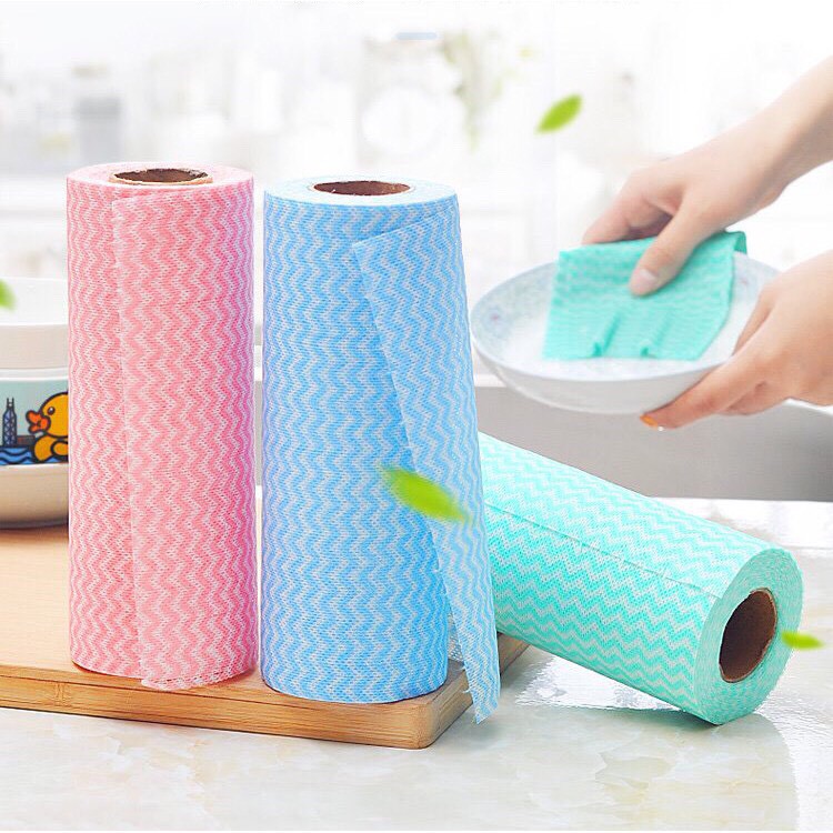 Cuộn giấy lau đa năng bằng vải không dệt 50 tờ loại to 20x30cm, khăn giấy  lau bếp tiện lợi | DoGiaDungTot.com