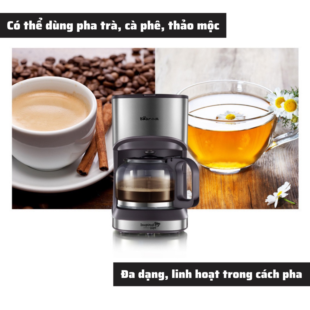 Máy pha cà phê mini tự động BEAR KFJ-A07V1 chính hãng pha Espresso cafe rang xay nguyên chất tặng 100gr bột café Arabica