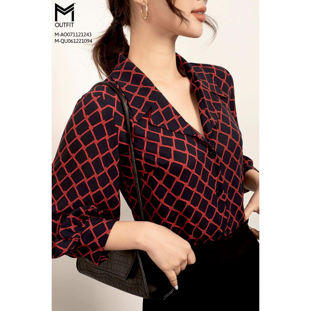 Áo sơ mi kẻ, cổ vest, dáng rộng MMOutfit M-AO071121243