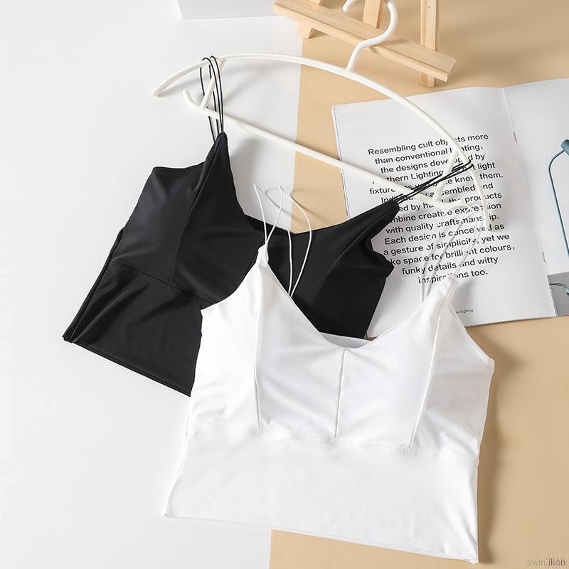 Áo hai dây cổ chữ V màu trơn phong cách Hàn Quốc quyến rũ cho nữ Bras