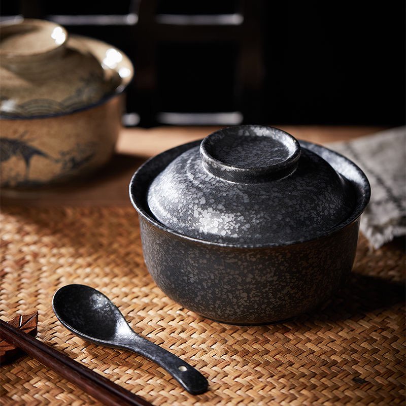 SẴN ĐÒ - HỌA TIẾT TRẦM MẶC CỔ KÍNH - Bát tô có nắp - Bát gốm sứ Nhật Bản cao cấp