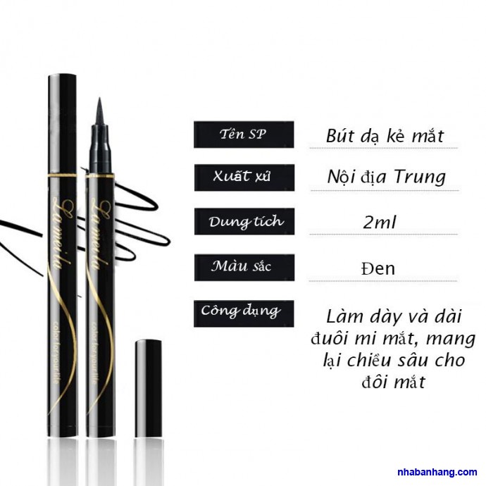 Bút kẻ mắt nước Lameila Eyeliner mẫu mới Sena Beauty siêu min, chống nước, lâu phai