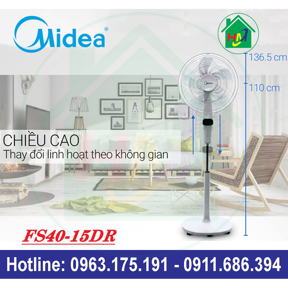 Quạt Cây Điều Khiển Từ Xa Midea FS40-15DR