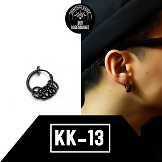 Khuyên tai TITAN kẹp không cần bấm bản mỏng 4 vòng đen - Mẫu KK-13 - SUN ACCESSORIES