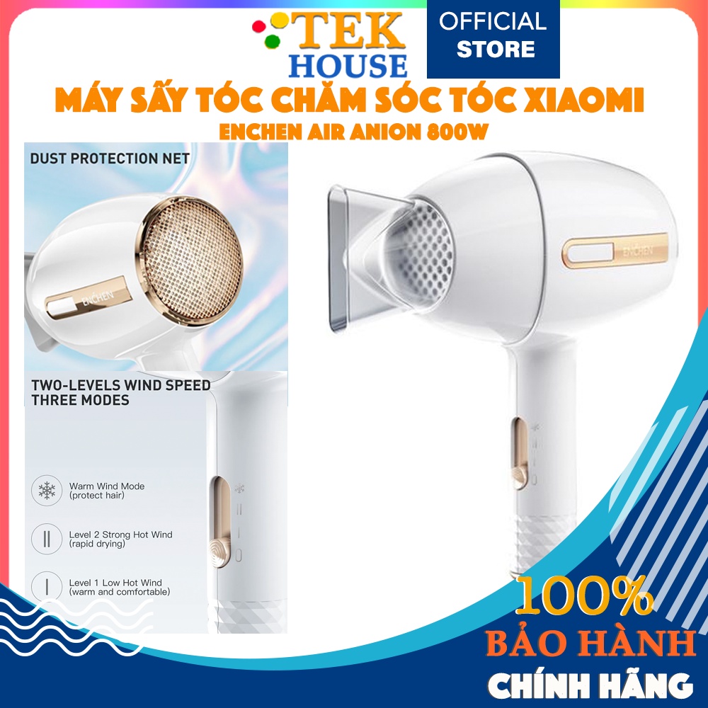 Hỏa Tốc | Máy Sấy Tóc Không khí Mát ion Âm - Chăm sóc tóc Xiaomi Enchen Air Anion 800W dây dài 1.8m - TekHouse