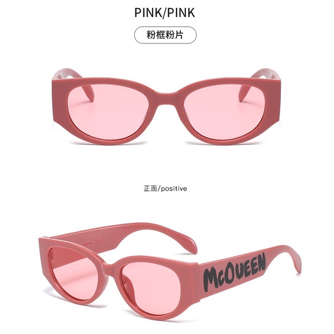 Kính mát gọng oval in chữ phong cách retro thời trang cho nam nữ