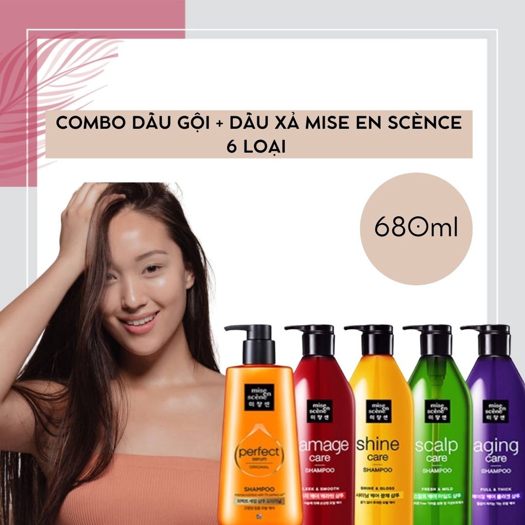 Dầu gội / Dầu xả Mise-en-scence dành cho tóc khô xơ, tóc nhuộm 680ml