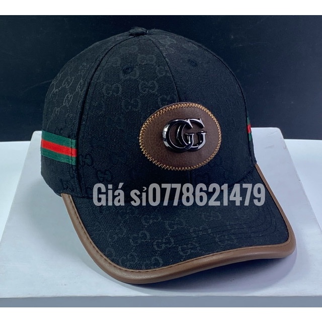 Mũ kết Gc sắt thể thao thời trang - nón kết lưỡi trai vải nhập dệt chữ viền da nâu