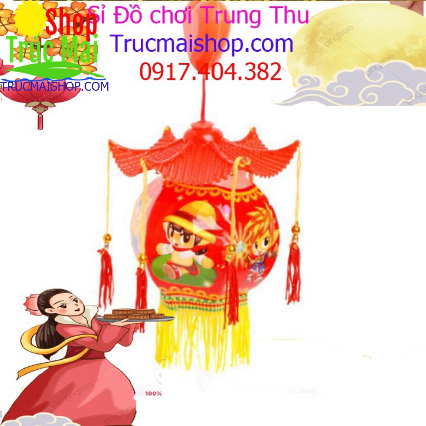 Giá sỉ Bộ Đèn lồng trung thu 2 mái đình nhạc Việt kèm pin