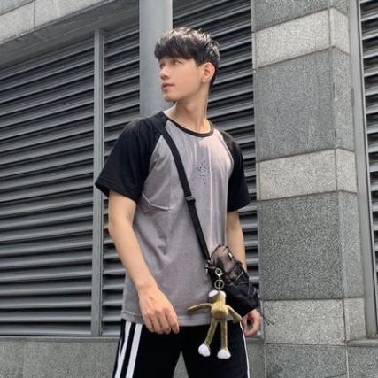 Áo thun raglan thân xám tay đen áo thun phối tay form rộng dáng unisex Hàn Quốc - City Cycle ,