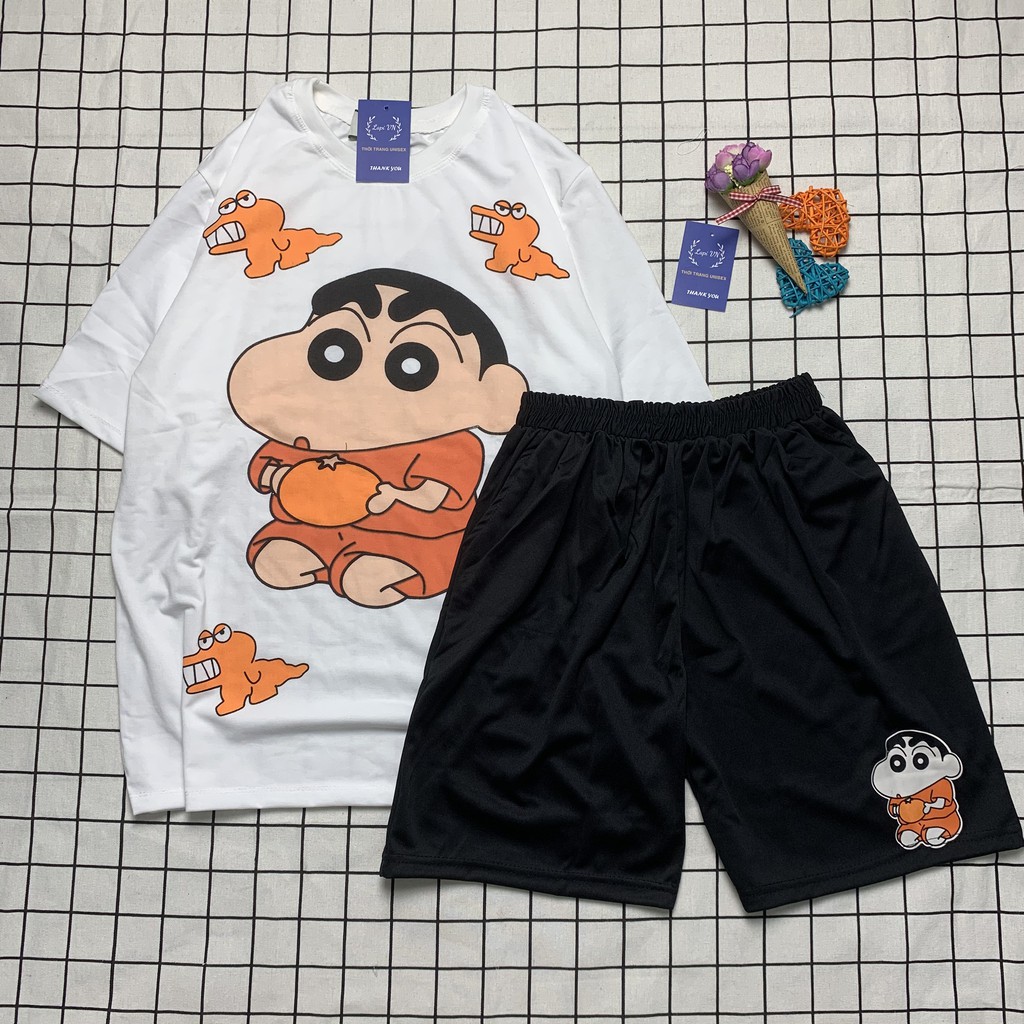 Đồ Bộ Hoạt Hình Unisex Shin Cam – Lapi VN, Set Cartoon, Freesize, Thun Cotton, Nam Nữ Đều Mặc Được