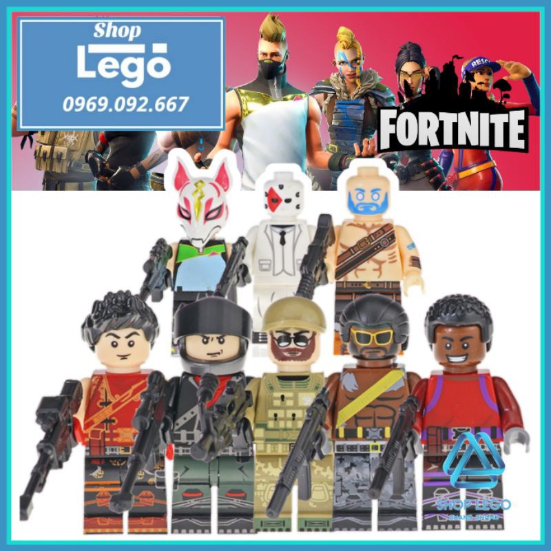 Xếp hình Fortnite Sky Fox - Vanguard - Burnout - Sledgehammer - White Suit Lego Minifigures Kopf KF6058