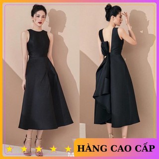 Đầm dự tiệc đầm sang trọng đầm dáng xoè hở lưng nơ Taffeta cao cấp - MN104