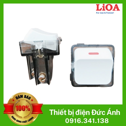Hạt công tắc vuông LiOA nhựa trắng 1 chiều 10A - 20A
