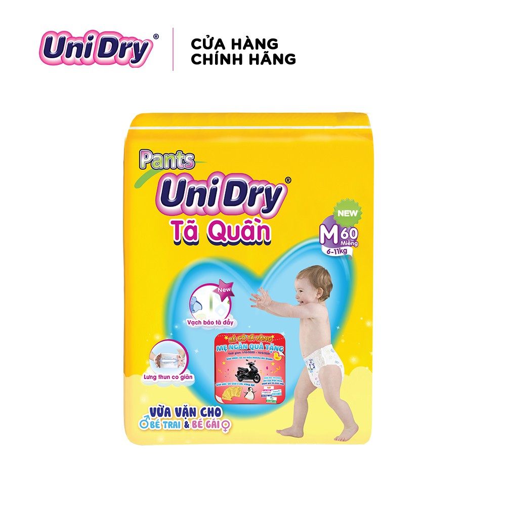 (Tặng 1 khăn ướt Vitamin E) Tã quần Unidry gói Jumbo M60/L54/XL48/XXL44