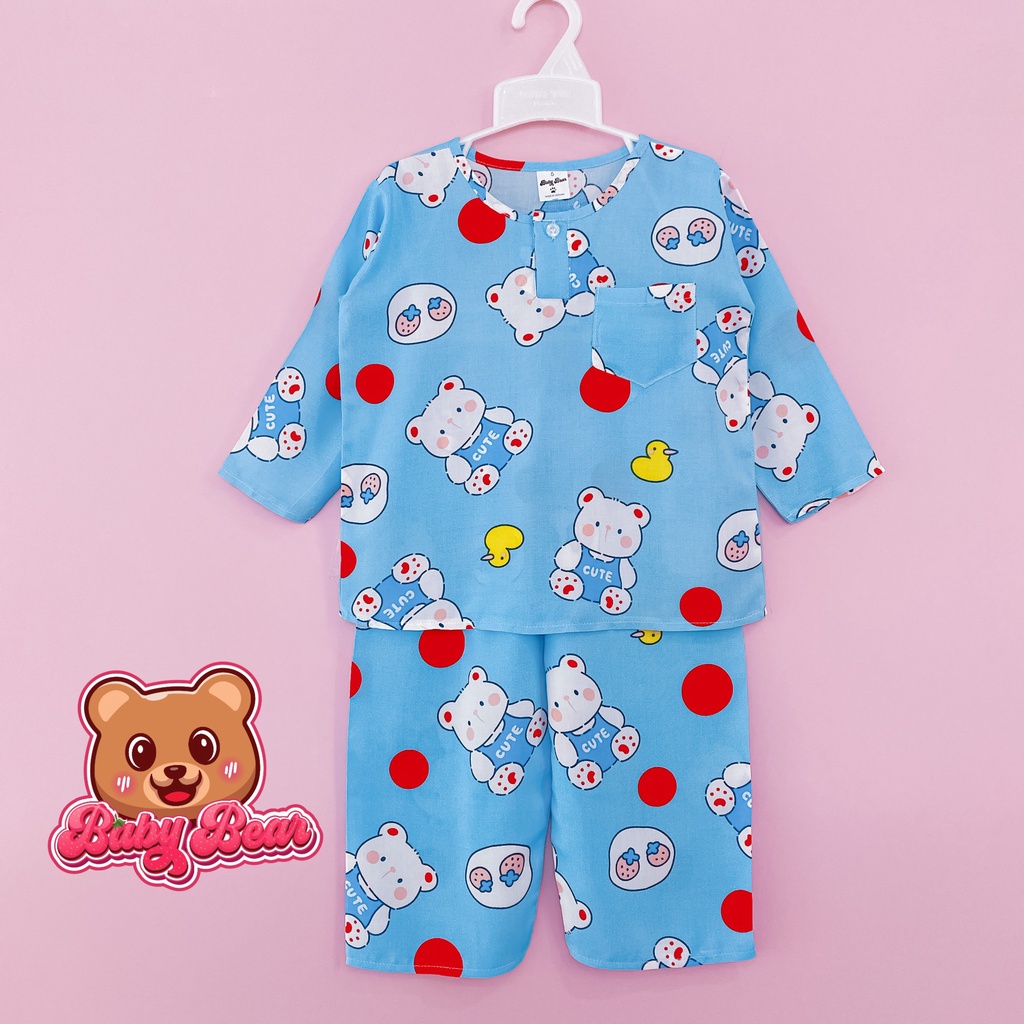 Bộ tole dài tay bé trai - Bộ lanh mặc nhà trẻ em size 8-50kg Baby Bear