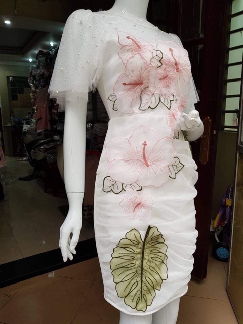 ẢNH TỰ CHỤP/KÈM VIDEO - Đầm body dự tiệc kết hoa ren nổi ( Có size M, L đến 58kg ) | BigBuy360 - bigbuy360.vn