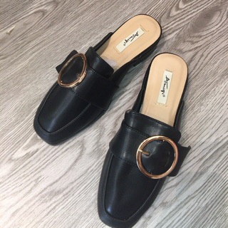 Dép sục chất da mềm khuy tròn mạ vàng cao cấp