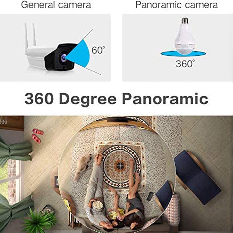 360 ° LED Light 960P Wifi Camera Home Security Two Way Audio (16G)