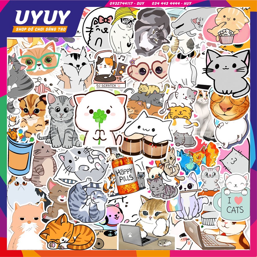 Sticker Nhiều Chủ Đề Dễ Thương Trang Trí, Dán Nón BH, Valy, Laptop,...