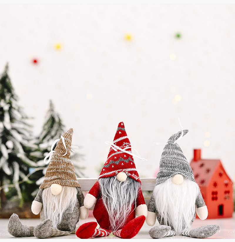 Santa Claus Hanging Leg Pendant/ Santa Claus Knitted Hat Pendant Plush Decorative/ Xmas Tree Party Ornament Kids Gifts