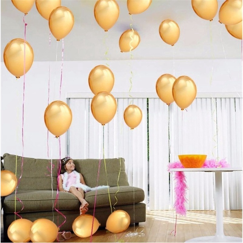 Set 20 Bóng Bay Cao Su Latex Màu Vàng/Bạc/Đen Trang Trí Tiệc Sinh Nhật/Đám Cưới RM9