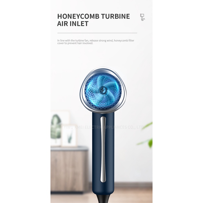 Máy sấy tóc Kemei KM-9822 nhiệt độ không đổi 1800W 60 độ đa chức năng