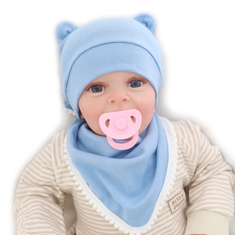 Bộ 2 Yếm Ăn Bằng Cotton Mềm Màu Trơn Giữ Ấm Cho Bé Sơ Sinh