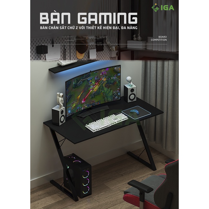 Bàn gaming chữ Z làm việc mặt gỗ thiết kế cá tính decor phòng game, chắc chắn bền bỉ để PC máy tính cây- GM57