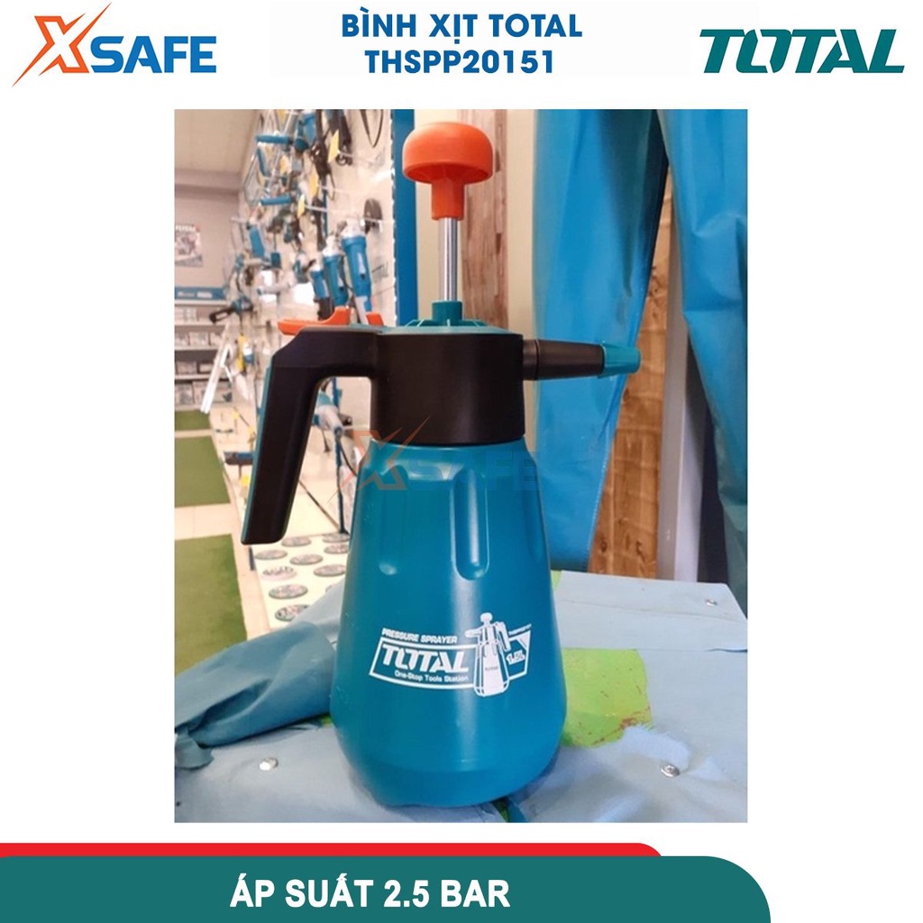 Bình xịt tưới cây mini 1,5L TOTAL THSPP20151 phun tia thằng, phun sương, van xả an toàn, cần bơm nhôm - chính hãng