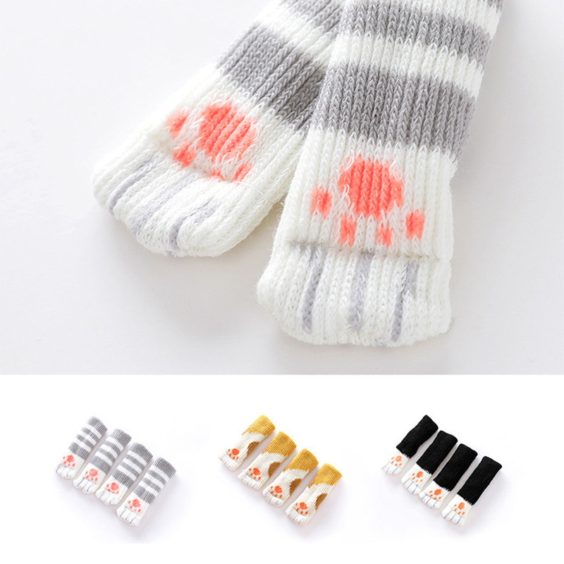 Set 4 Miếng Bọc Chân Ghế Chống Trượt Hình Chân Mèo Dễ Thương