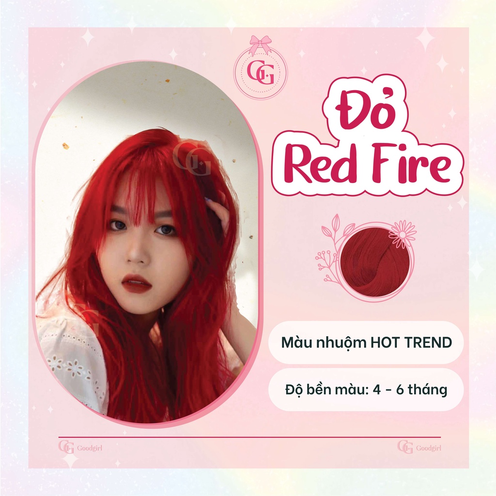 Thuốc nhuộm tóc màu Đỏ Red Fire + tặng kèm oxy và gang tay