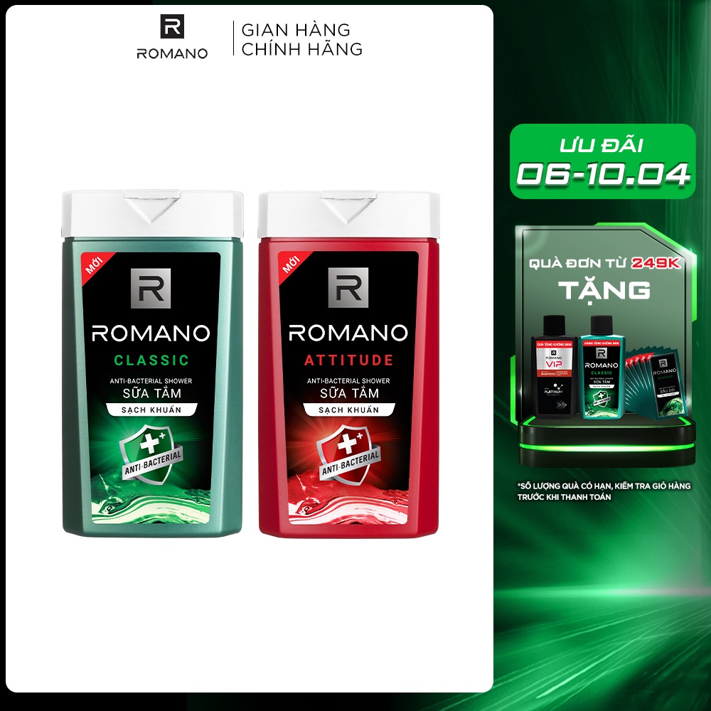 Sữa tắm sạch khuẩn Romano 180g