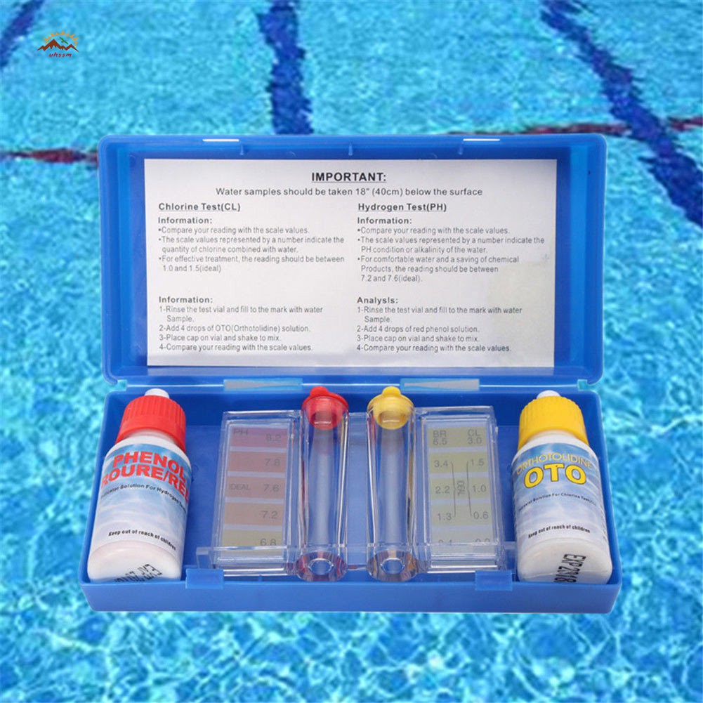 XQ 1 Set PH Chlorine Water Quality Test Kit Hydrotool Testing Kit Accessories for Swimming Pool @VN