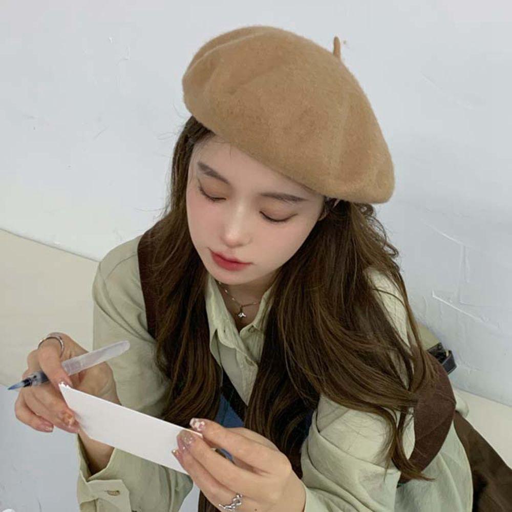 TWINKLE Mũ Beret Len Phong Cách Thời Trang Mùa Đông Anh Quốc Dành Cho Nữ