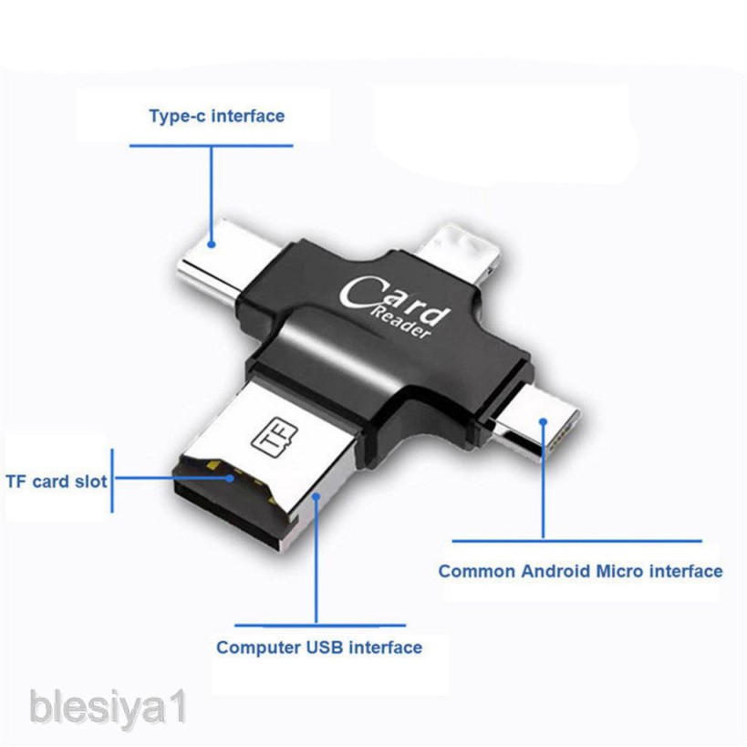 4 in 1 OTG Micro USB Type-C Memory TF Card Reader for iPhone Android Phones