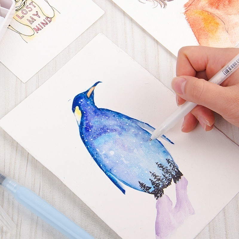 Set 3 Bút Gel Màu Trắng/Đen Ngòi 0.8mm Dùng Vẽ Tranh Nghệ Thuật