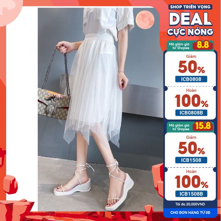 Sandal đế xuồng 7cm buộc dây