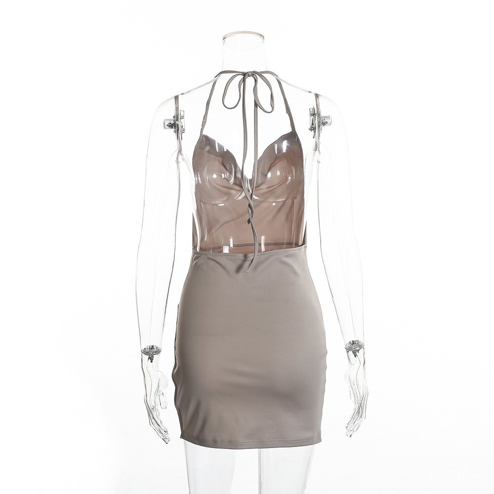 DUNEA Đầm Dự Tiệc Hai Dây Hở Lưng Phối Dây Xích Gợi Cảm Dành Cho Nữ RW4m