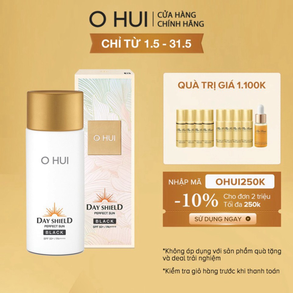 SALE NGHỈ BÁN Kem chống nắng OHUI Day Shield Perfect Sun Black SPF50+ PA++++ 50ml/80ml SALE NGHỈ BÁN