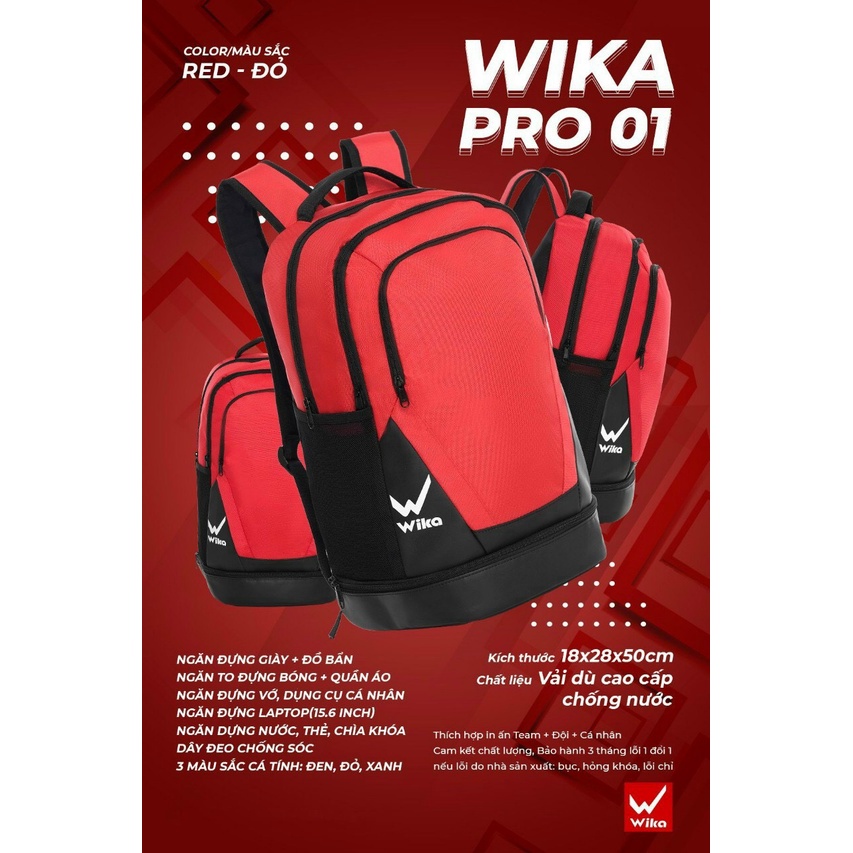 Balo Chính Hãng Wika Pro 01 Thiết Kế Rộng Rãi, Chất Liệu Cao Cấp Chắc Chắn, Gồm 5 Ngắn Balo1