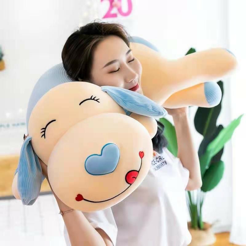 Gấu bông hình chó tai dài mầu xanh và hồng.3 size