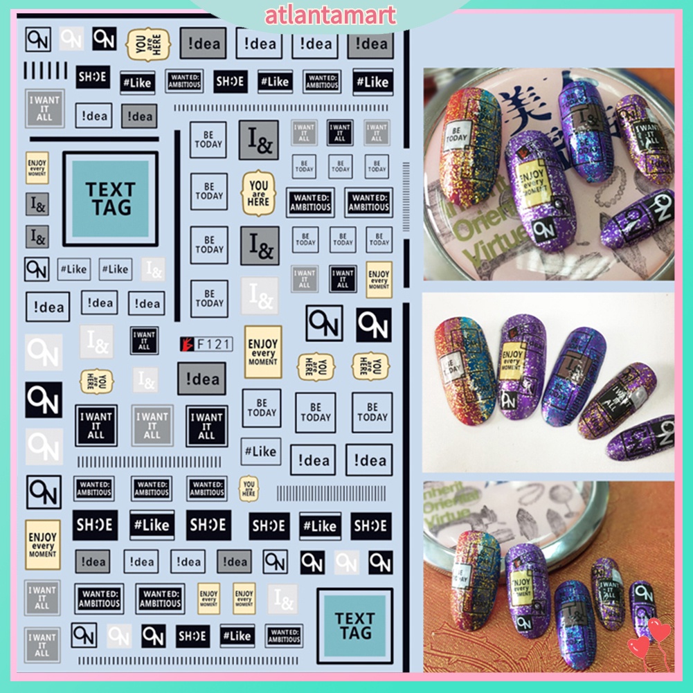 1 Tấm Hình Dán Trang Trí Móng Tay Họa Tiết Gấu Trúc Và Chữ Cái Diy